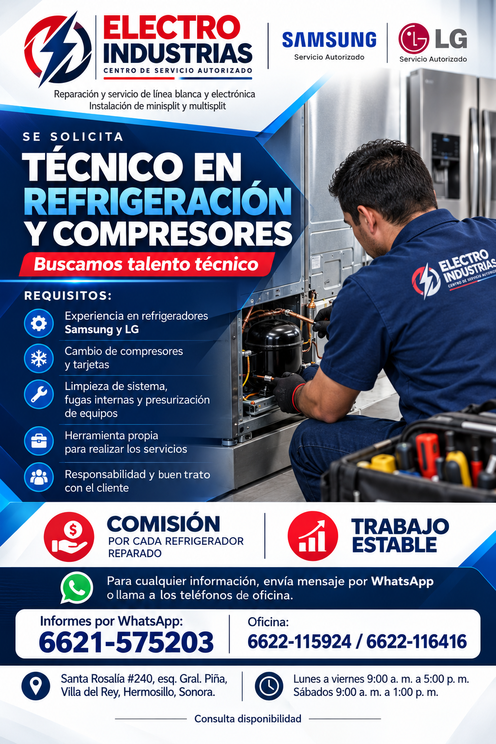 Flyer renovado: Técnico de refrigeración y compresores