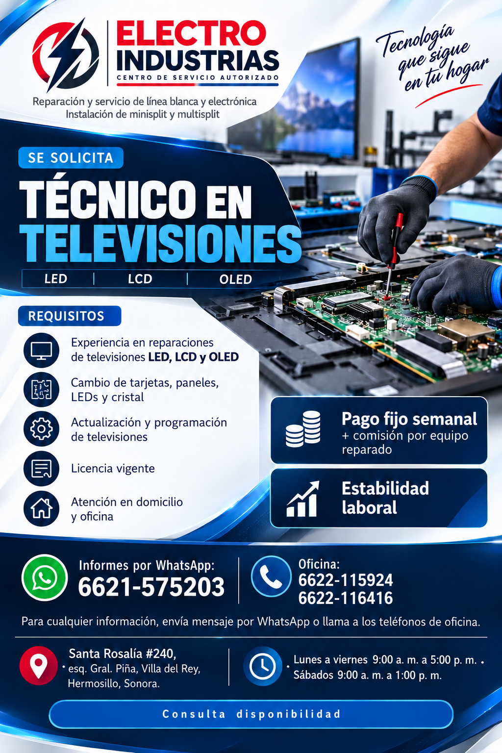 Flyer renovado: Técnico en televisiones